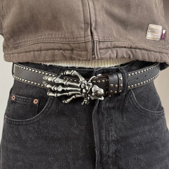 y2k style gothic skeleton hand western design belt - Picture 6 of 7